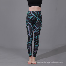 Calças de ioga camufladas com bolsos elegantes e geométricas curvas para ginástica leggings femininos